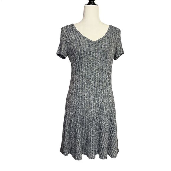 anthropologie Dolan Left Coast Ribbed Navy Blue V neck Dress - Picture 2 of 9